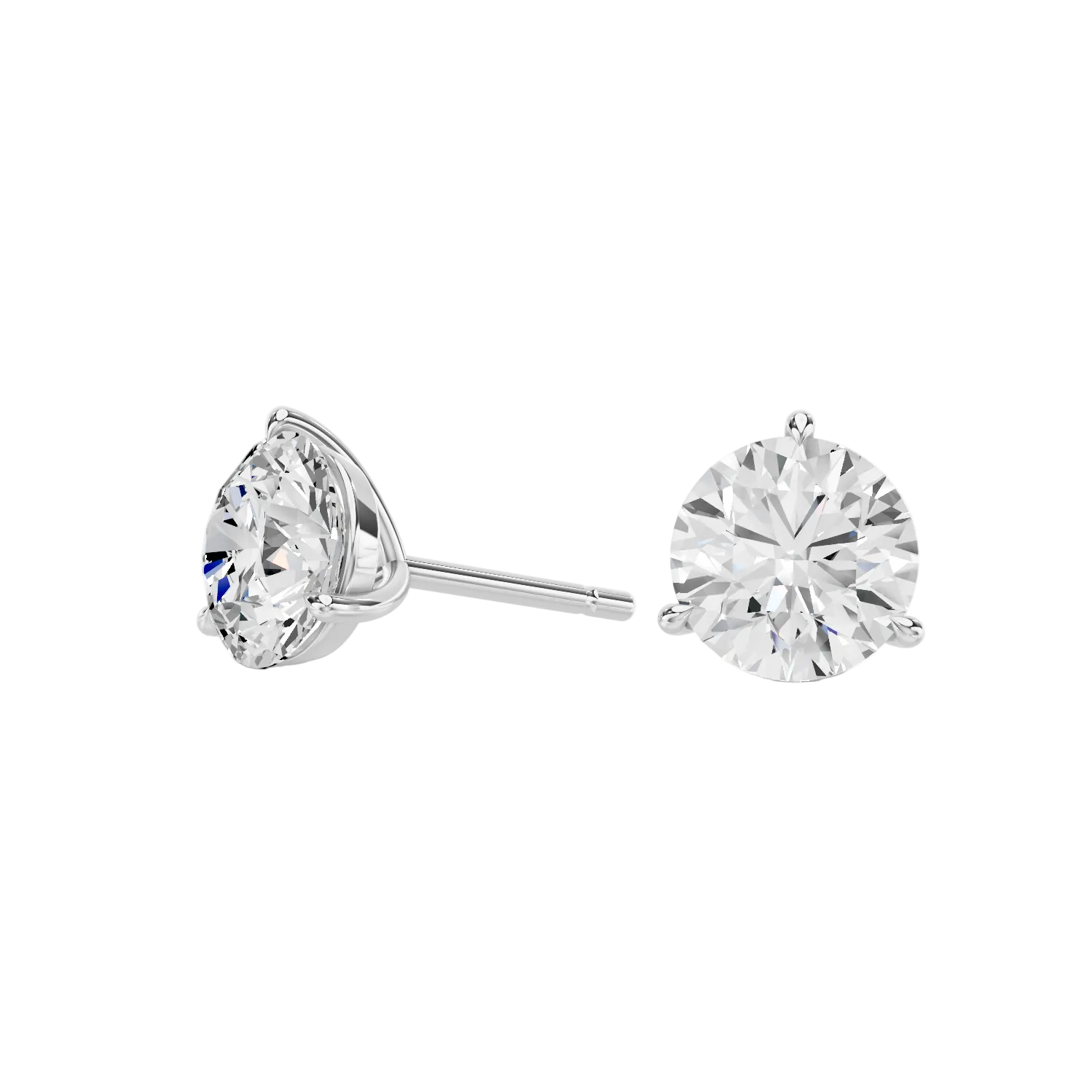 3-PRONG SOLITAIRE STUDS — LAB-GROWN DIAMOND, 14K GOLD