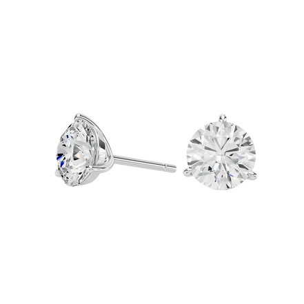 3-PRONG SOLITAIRE STUDS — LAB-GROWN DIAMOND, 14K GOLD
