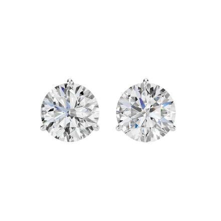 3-PRONG SOLITAIRE STUDS — LAB-GROWN DIAMOND, 14K GOLD