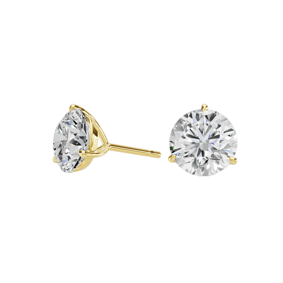 3-PRONG SOLITAIRE STUDS — LAB-GROWN DIAMOND, 14K GOLD