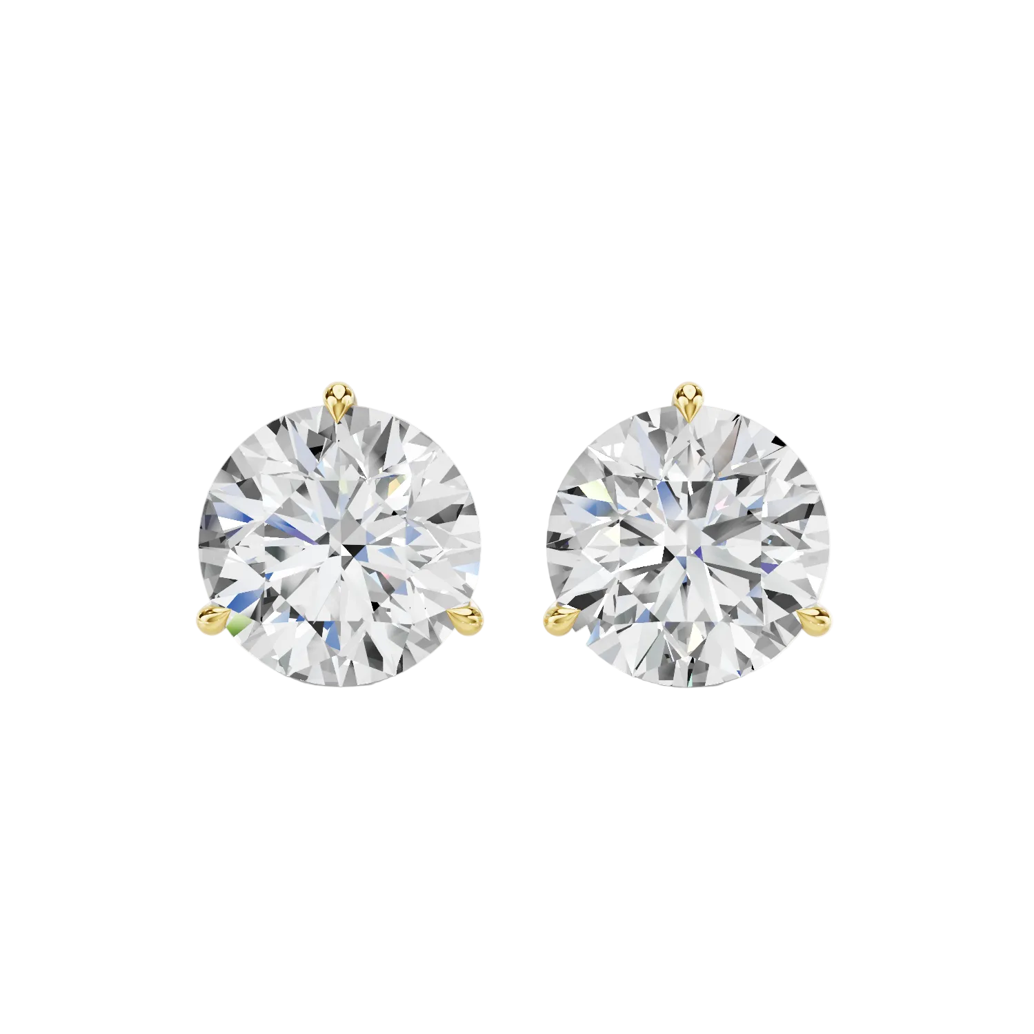 3-PRONG SOLITAIRE STUDS — LAB-GROWN DIAMOND, 14K GOLD
