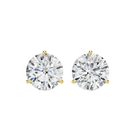 3-PRONG SOLITAIRE STUDS — LAB-GROWN DIAMOND, 14K GOLD