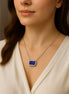 3ct Emerald-Cut Blue Sapphire Bezel Pendant in 14K White Gold with Adjustable 16"/18" Chain
