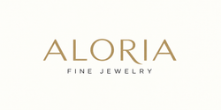 ALORIA Fine Jewelry muted gold and charcoal logo