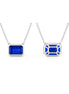 3ct Emerald-Cut Blue Sapphire Bezel Pendant in 14K White Gold with Adjustable 16"/18" Chain